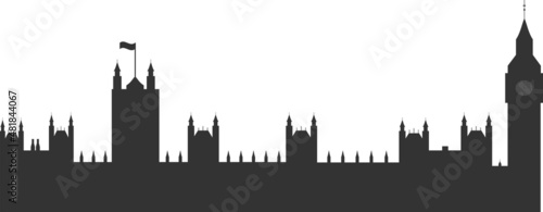Big ben on white background.London Silhouette illustration