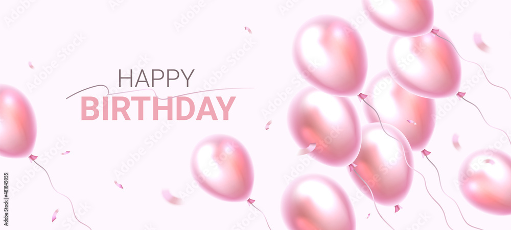 Beautiful holiday template design with text and flying balloon on light ...
