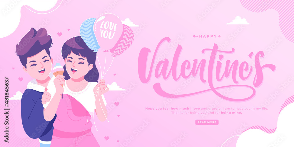 beautiful happy valentine's day illustration banner template beautiful happy valentine's day illustration banner template