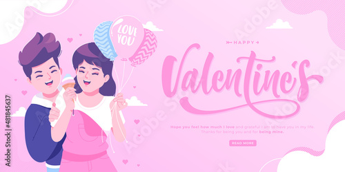 beautiful happy valentine's day illustration banner template