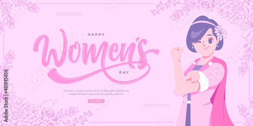 beautiful happy women's day illustration banner template