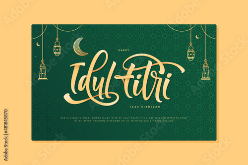 idul fitri card means indonesian eid mubarak design