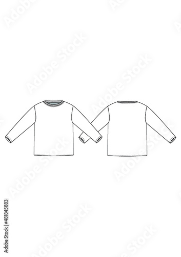 Long Sleeve T-shirt  Technical Fashion Drawing Design Template