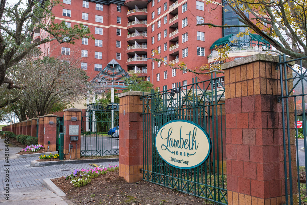 Sign and Gate to Lambeth House Retirement Community on January 19, 2022