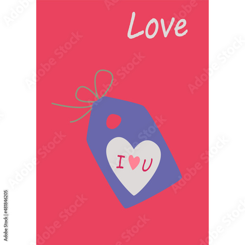 A tag with a confession of feelings. Vector image in boho style.