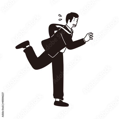 つまづくスーツの男性のシンプルなイラスト