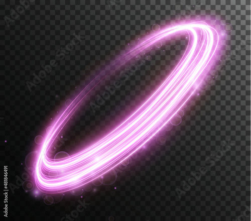 Light pink Twirl. Curve light effect of pink line. Luminous pink circle. Light pink pedistal, podium, platform, table. Vector PNG. Vector illustration