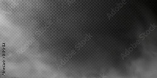 White smoke puff isolated on transparent black background. PNG. Steam explosion special effect. Effective texture of steam, fog, smoke png. Vector illustration 