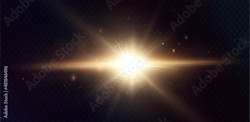Light star gold png. Light sun gold png. Light flash gold png. vector illustrator.  