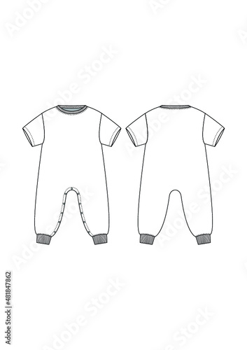 Jumpsuit Technical Fashion Drawing Design Template