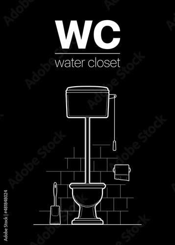 wc toilet logo thin lines. restroom vector illustration. toilet bathroom woman man