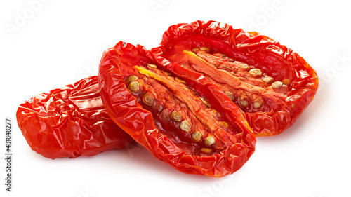Dried or Sundried tomato halves isolated photo