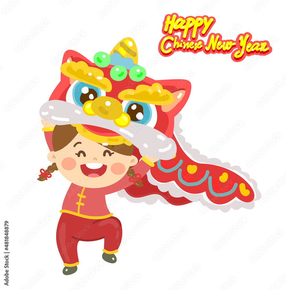 Cute Cartoon Chinese Kids for Chinese New Year.