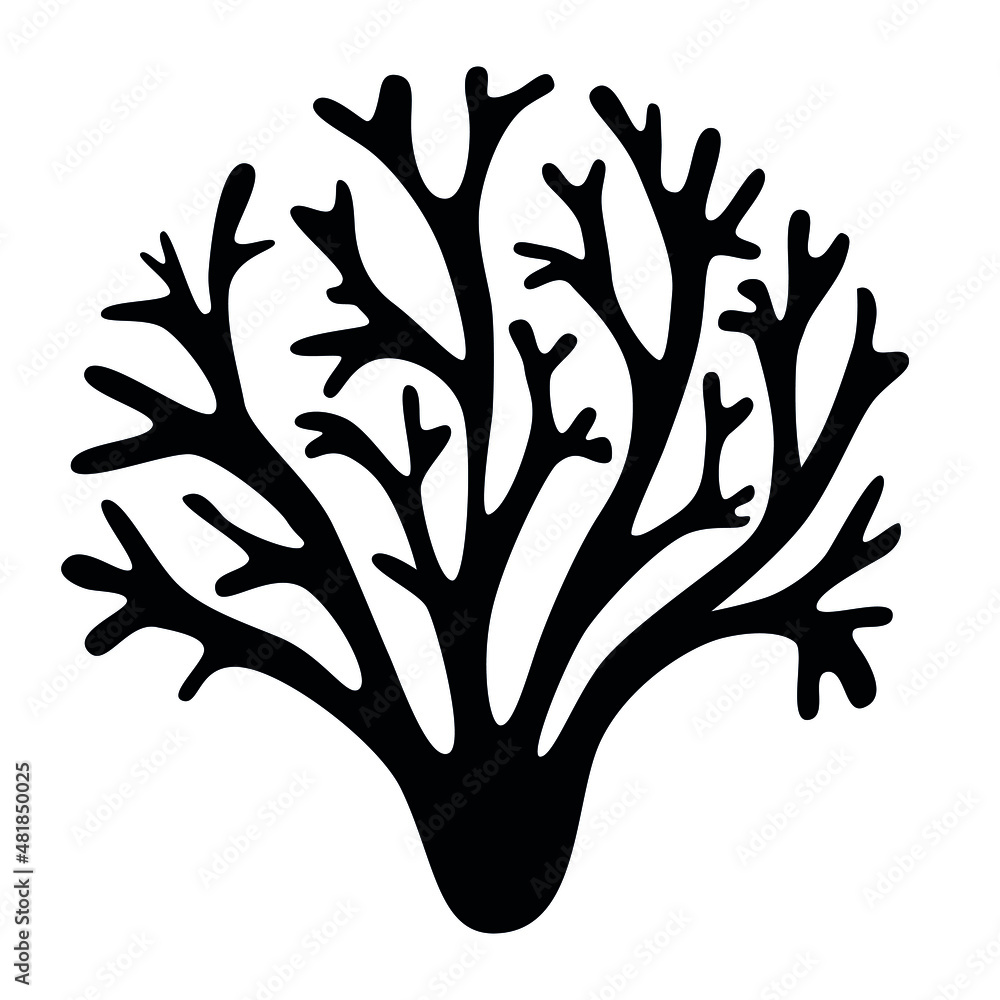 Coral silhouette sketch drawing for aquarium design Coral silhouette sketch drawing for aquarium design