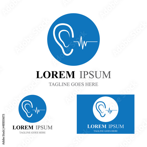 sense of  hearing  ear  icon logo vector design template illustration
