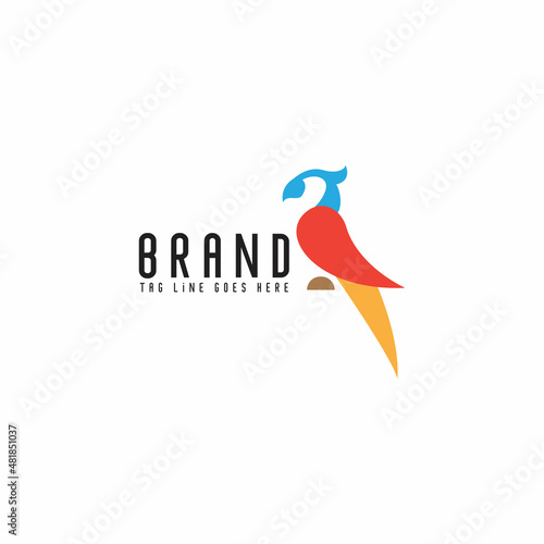 simple abstract parrot logo design, colorful bird vector, icon, symbol, template