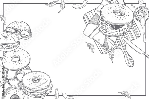 Vector background with  bagels.