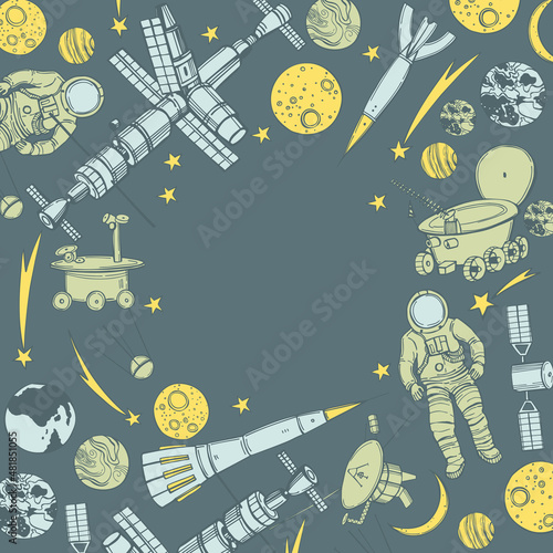 Space objects. Vector background.