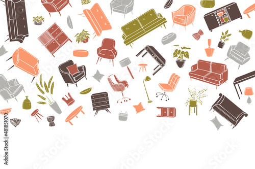 Furniture for the home.Vector background.