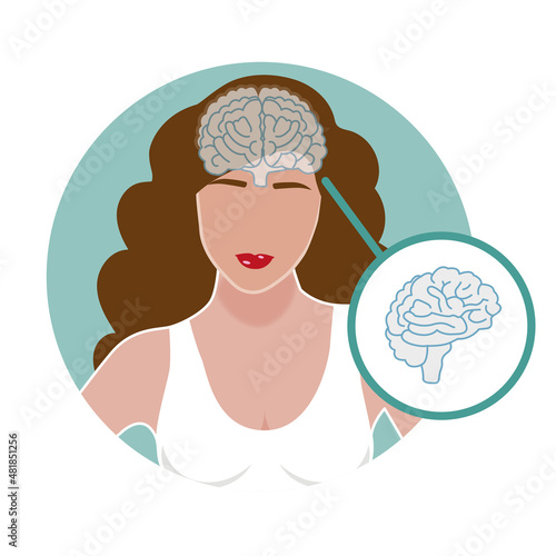 Brain organ view in a female body
