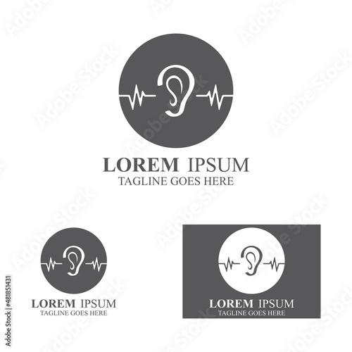 sense of  hearing  ear  icon logo vector design template illustration