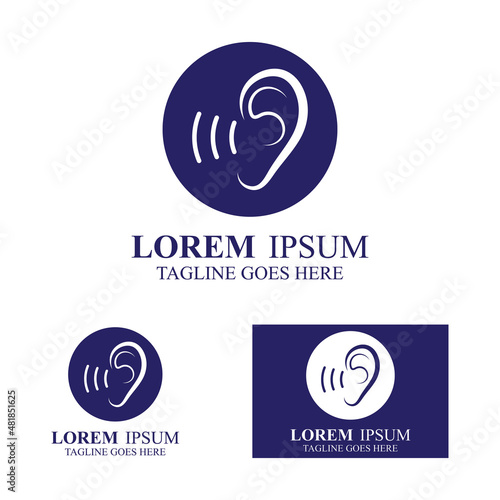 sense of  hearing  ear  icon logo vector design template illustration