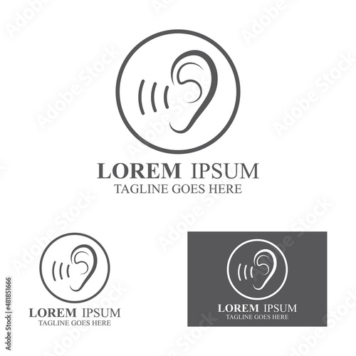 sense of hearing ear icon logo vector design template illustration