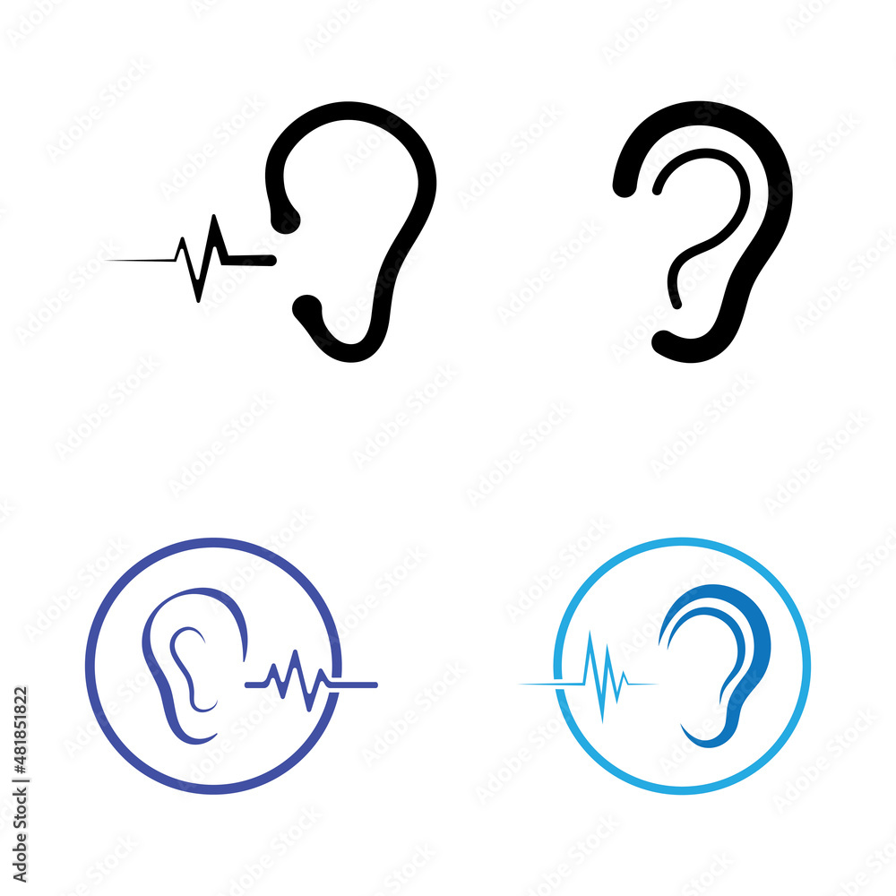sense of  hearing  ear  icon logo vector design template illustration