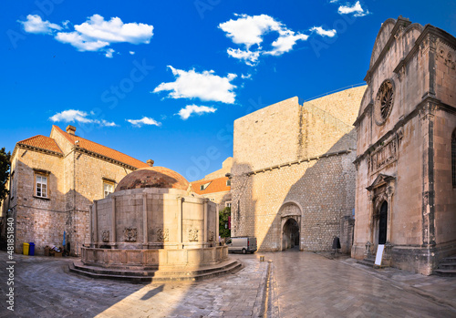 Dubrovnik . Onofrio Fountain and Stradun street view  in Dubrovnik view