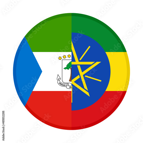 round icon with equatorial guinea and ethiopia flags. vector illustration isolated on white background