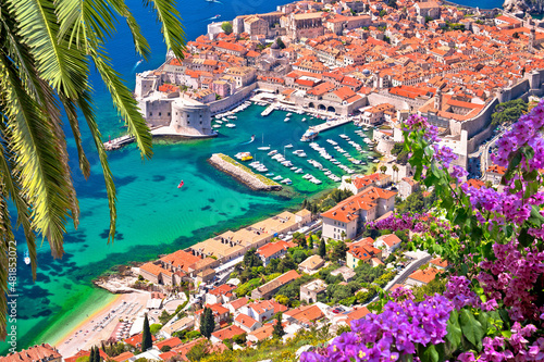 Town of Dubrovnik heritage harbor view from above