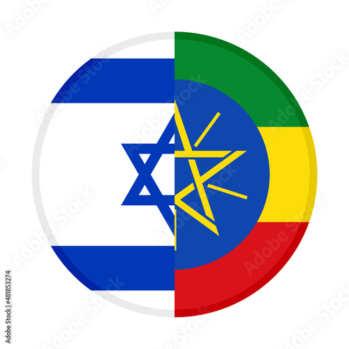 round icon with israel and ethiopia flags. vector illustration isolated on white background