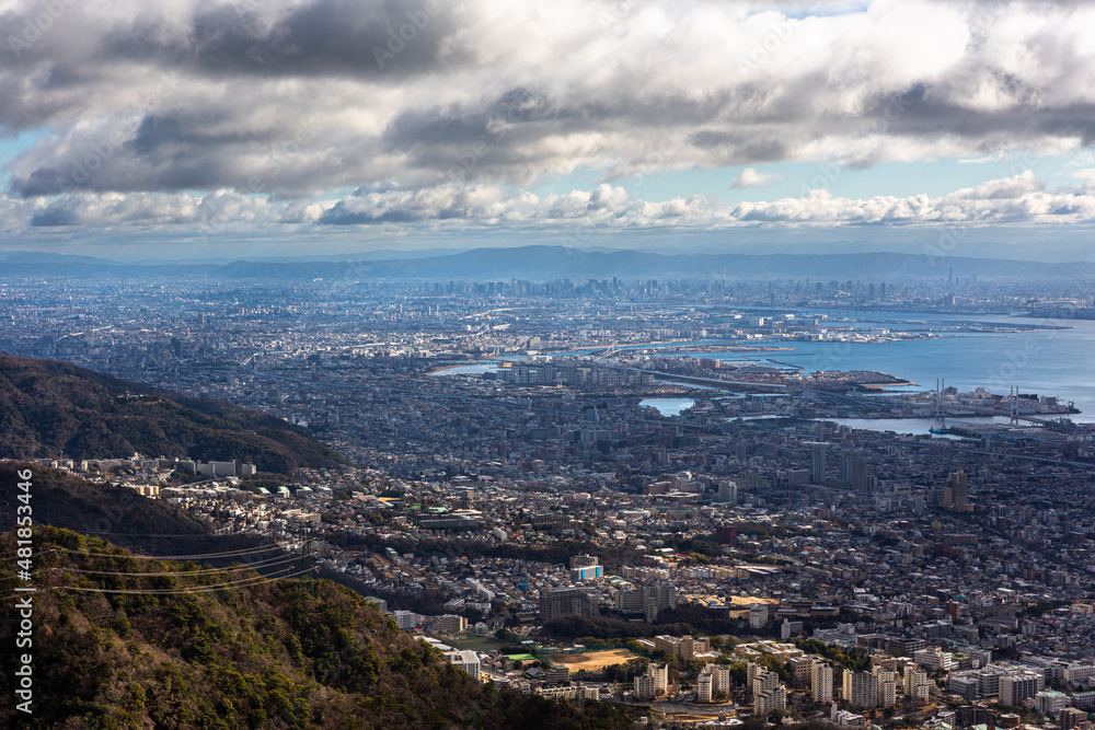 掬星台から見た早朝の神戸・兵庫県、日本