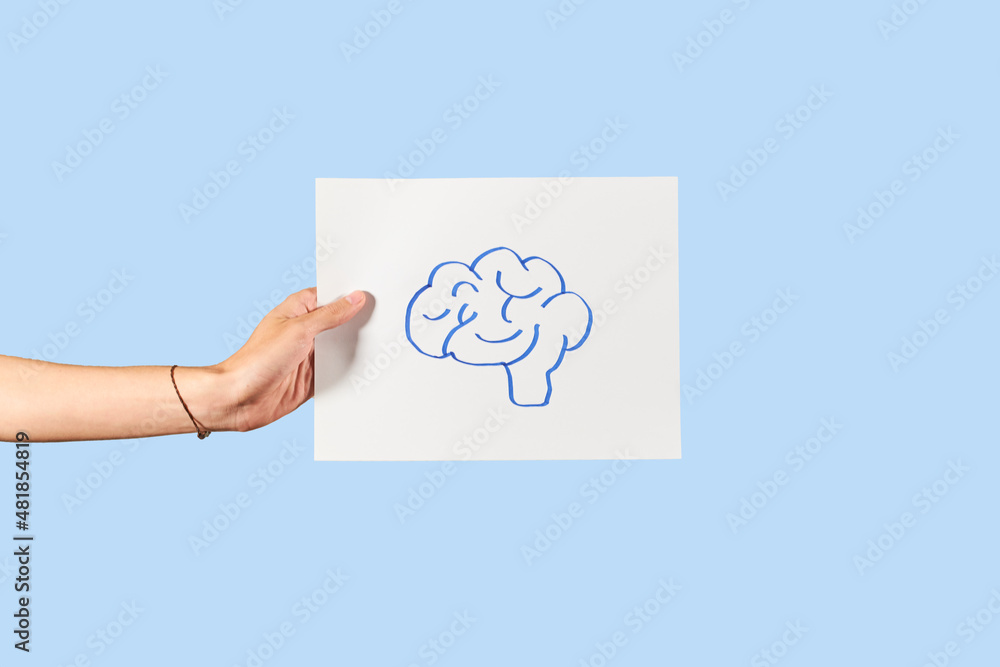 Hand holds intelligence and innovation concept poster. Isolated. Hand holds intelligence and innovation concept poster. Isolated.