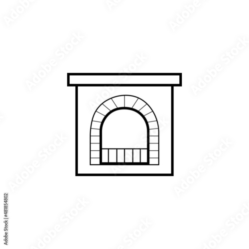 Fireplace linear icon. Contour symbol. Vector isolated outline