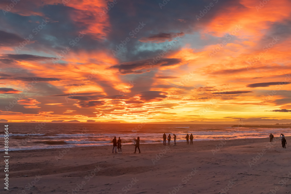 Breathtaking sunset over Beach of Saintes-Maries-de-la-Mer, Camargue, France Breathtaking sunset over Beach of Saintes-Maries-de-la-Mer, Camargue, France