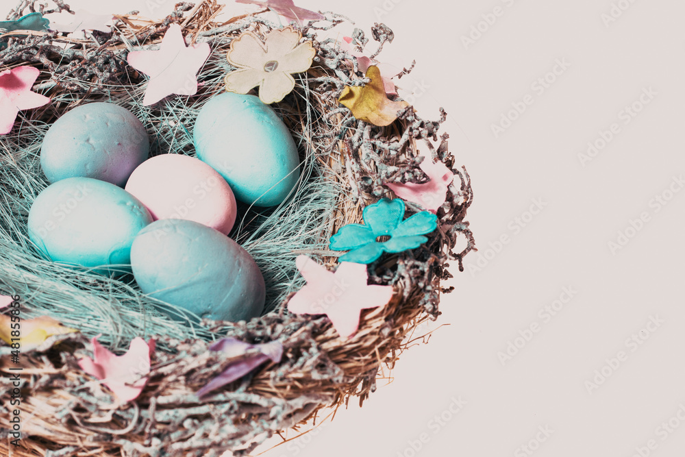 Fototapeta premium happy Easter background with eggs