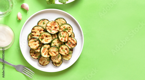 Fried zucchini on plate
