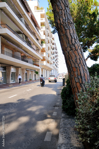 Asphalt road in the city with road markings. European seaside city. Monaco.