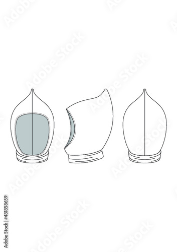 Balaclava Hat Technical Fashion Drawing Design Template