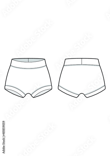 Shorts Technical Fashion Drawing Design Template