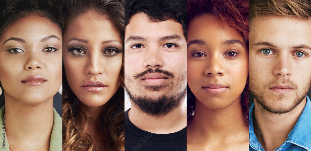 Obraz premium Confident in every form. Composite image of a diverse group of people.