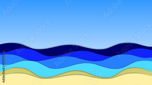 Sea beach stripes board paper cut deep. illustration