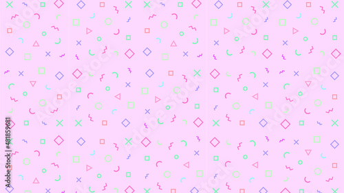 Pink background with geometric figures 