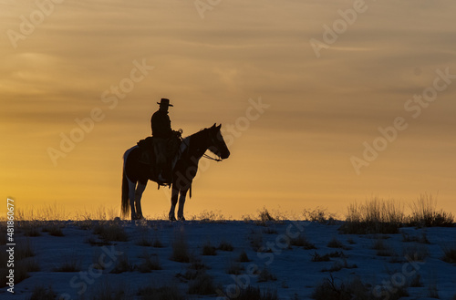 Cowboy at sunset