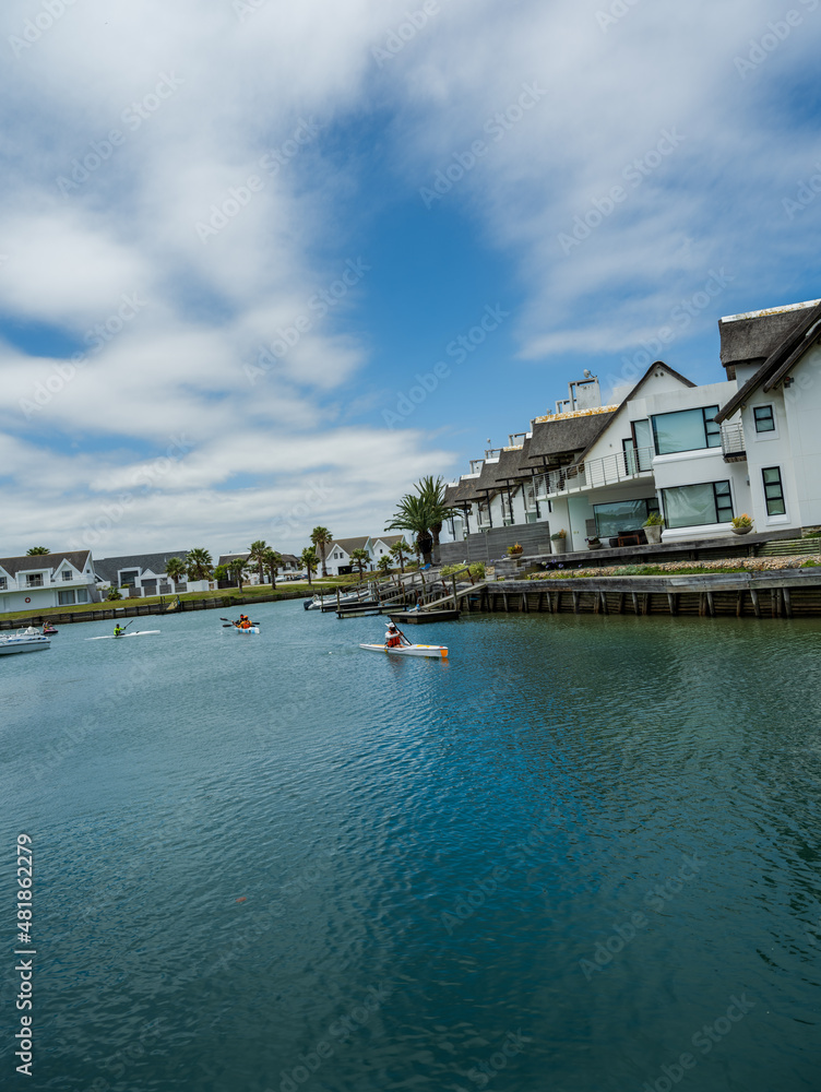 St Francis bay canal side houses and canoeing in South Africa