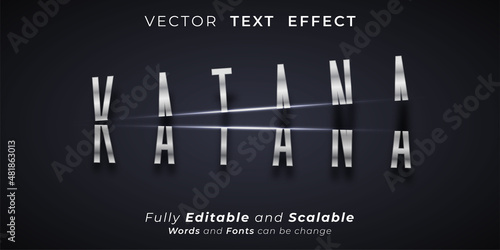 Editable text effect Katana text style slice concept