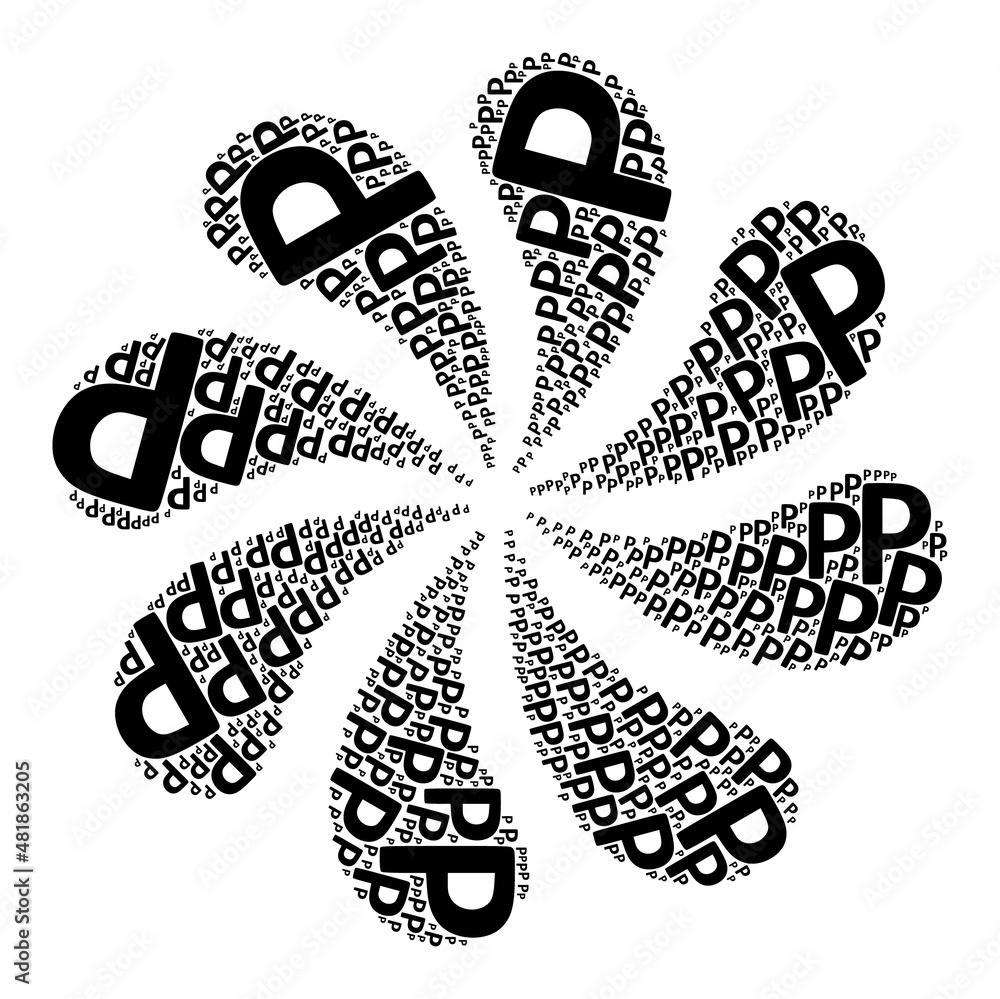Vetor de Rho Greek symbol icon exploding twist turbine salute shape ...