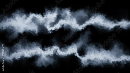 White Clouds on Black Background Loop