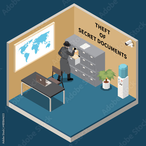 Spy Isometric Illustration